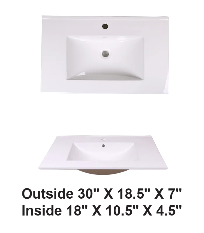 Vanity Top Self-Rimming Sink White