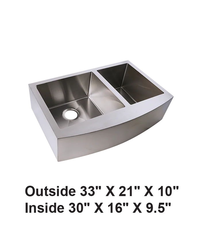 Double Bowl 60/40 Farmhouse Apron Front Stainless Steel Sink