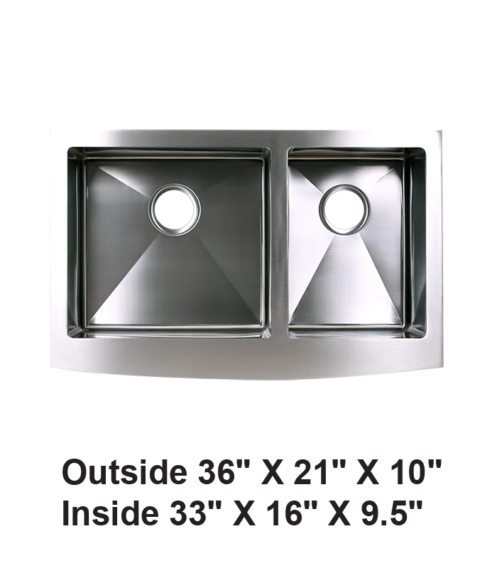 Double Bowl 60/40 Farmhouse Apron Front Stainless Steel Sink