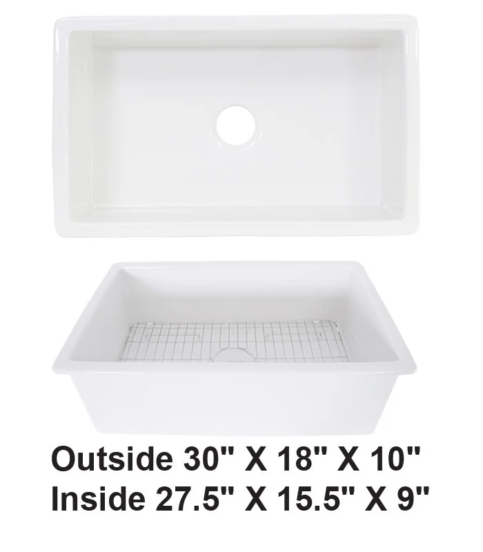 Single Bowl Undermount Fireclay Sink White