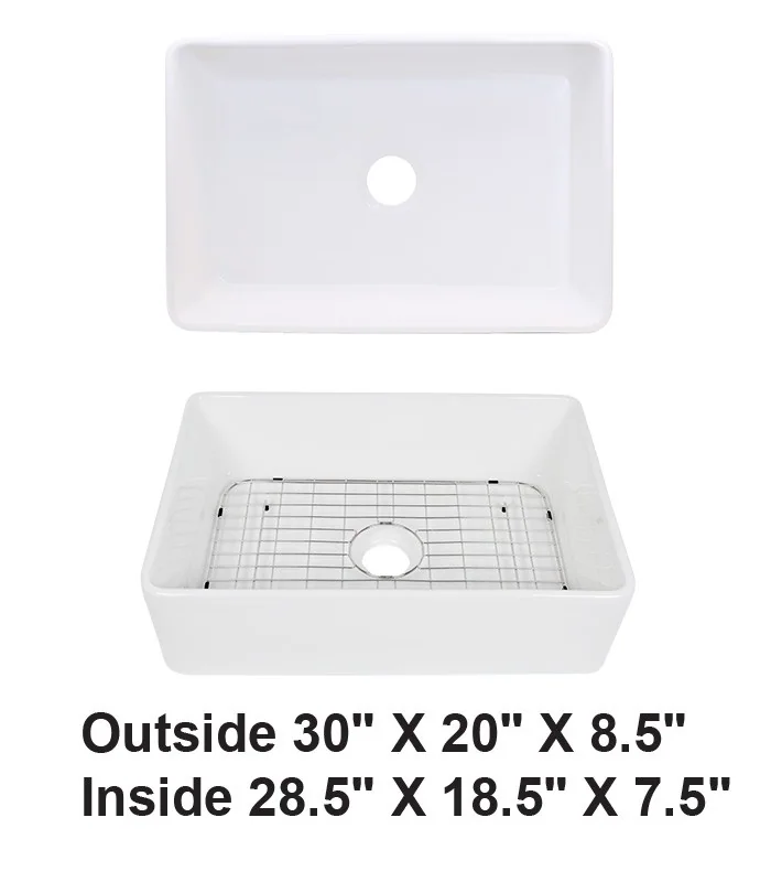 Single Bowl Farmhouse Porcelain Sink White