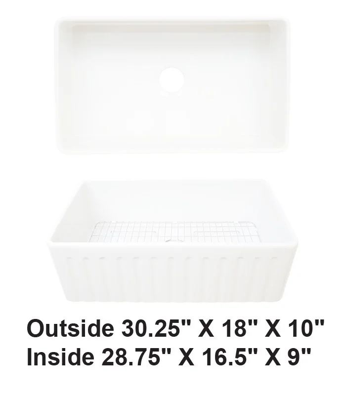 Single Bowl Farmhouse Fireclay Sink White
