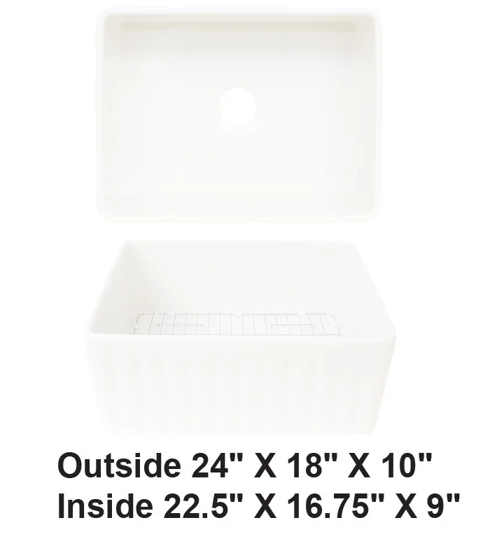 Single Bowl Farmhouse Fireclay Sink White