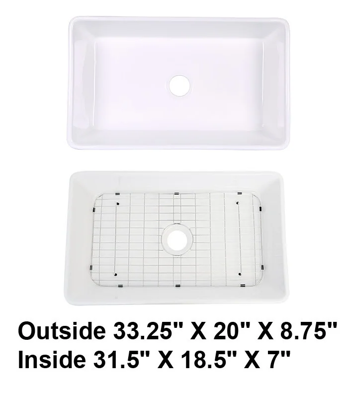 Single Bowl Farmhouse Porcelain Sink White