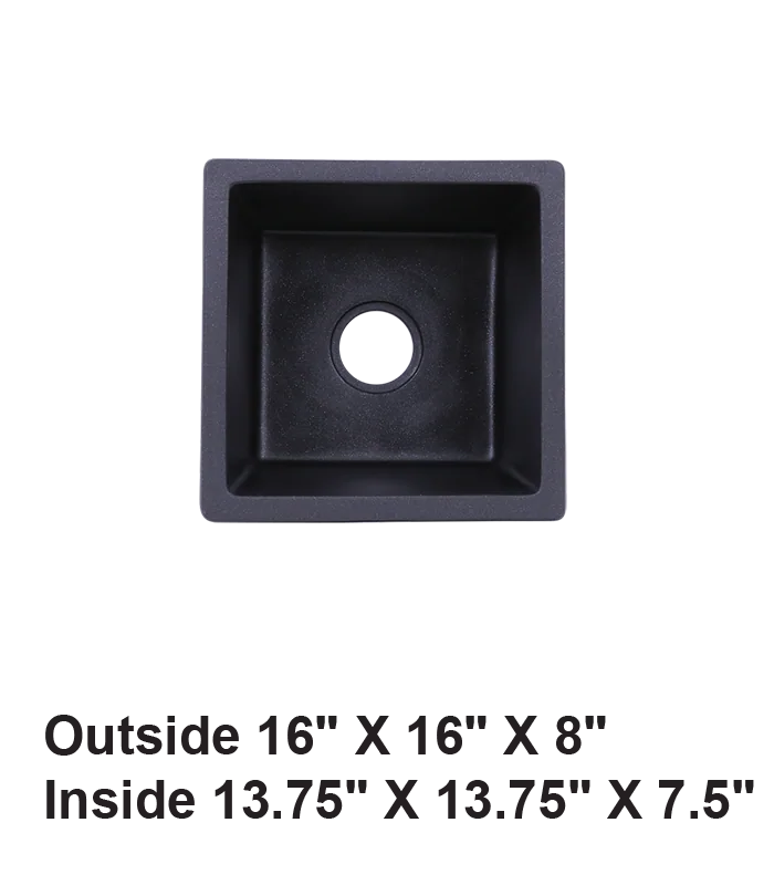 Undermount Single Bowl Granite Composite Sink Black