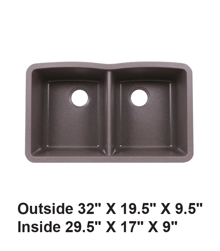 Undermount Double Bowl 50/50 Granite Composite Sink Gray