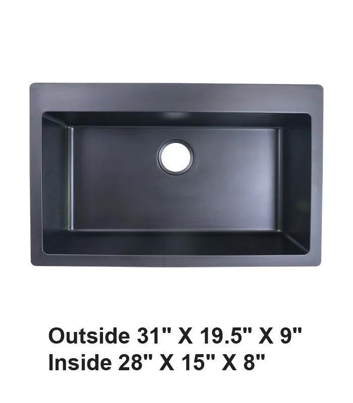 Drop-In or Undermount Single Bowl Granite Composite Sink Black
