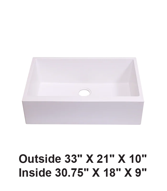 Single Bowl Farmhouse Apron Front Granite Composite Sink White