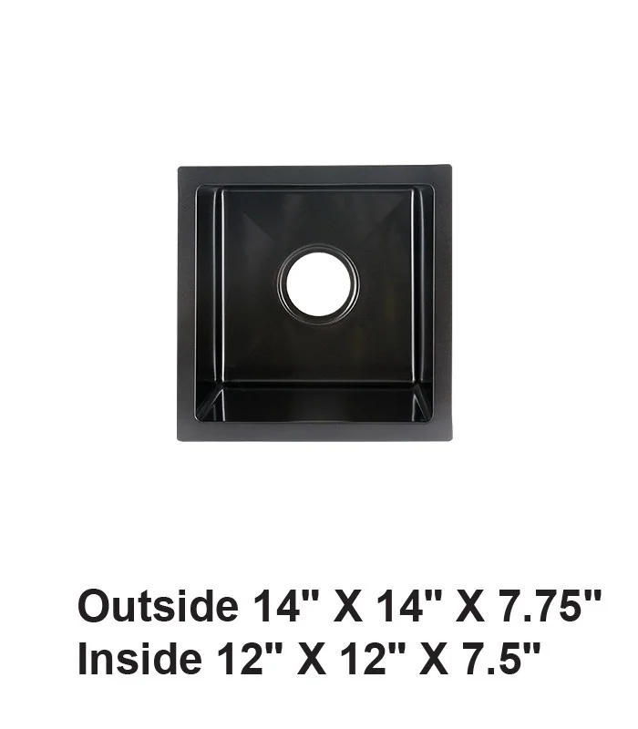 Black Handmade Undermount Single Bowl Stainless Steel Sink