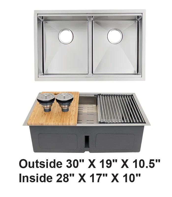 Double Bowl Zero Radius Workstation Kitchen Sink