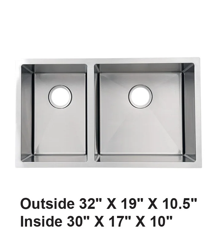 Handmade Undermount Reverse Double Bowl 60/40 Stainless Steel Sink