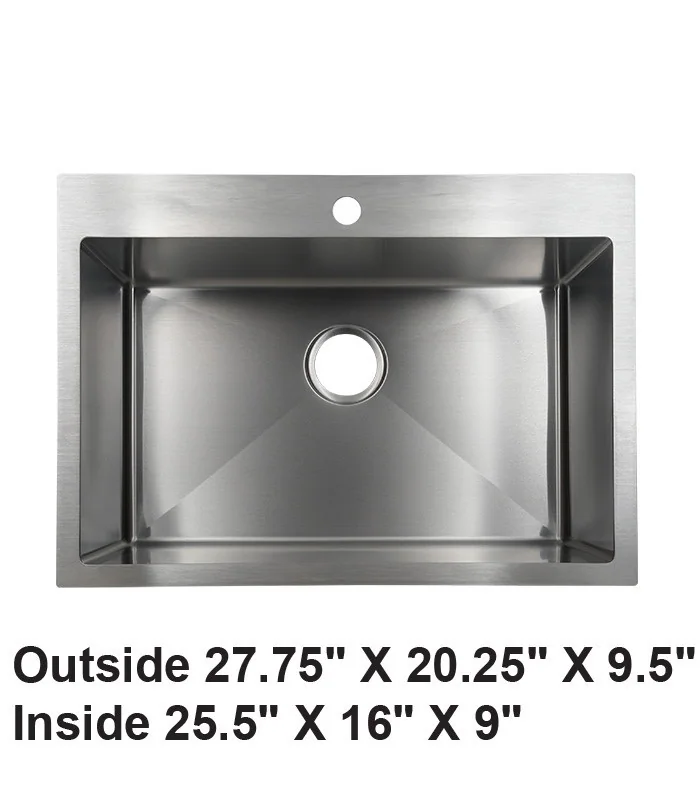 Handmade Drop-in Stainless Steel Kitchen / Laundry Sink