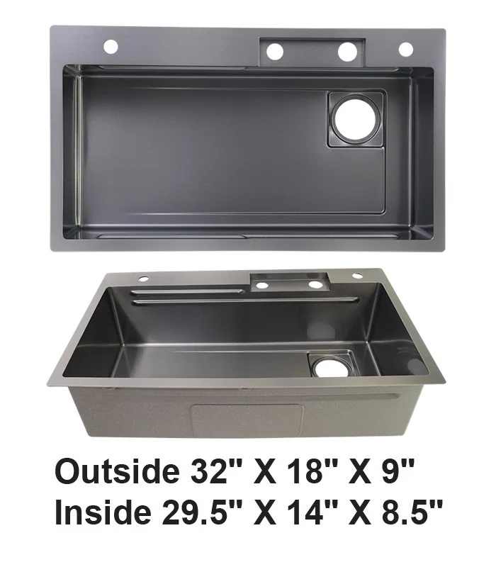 Single Bowl Black Multifunctional Workstation Kitchen Sink