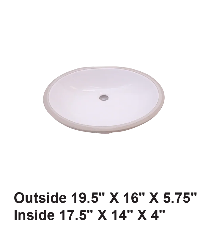 Undermount Oval Ceramic ADA Sink White