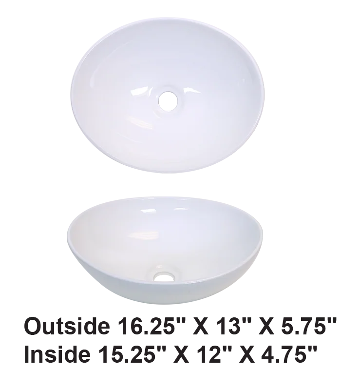 Above Counter Ceramic Sink White