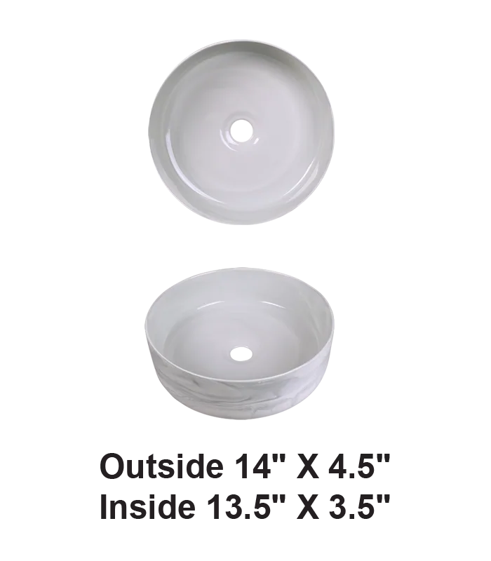 Vessel Ceramic Sink Swirl Dark Green