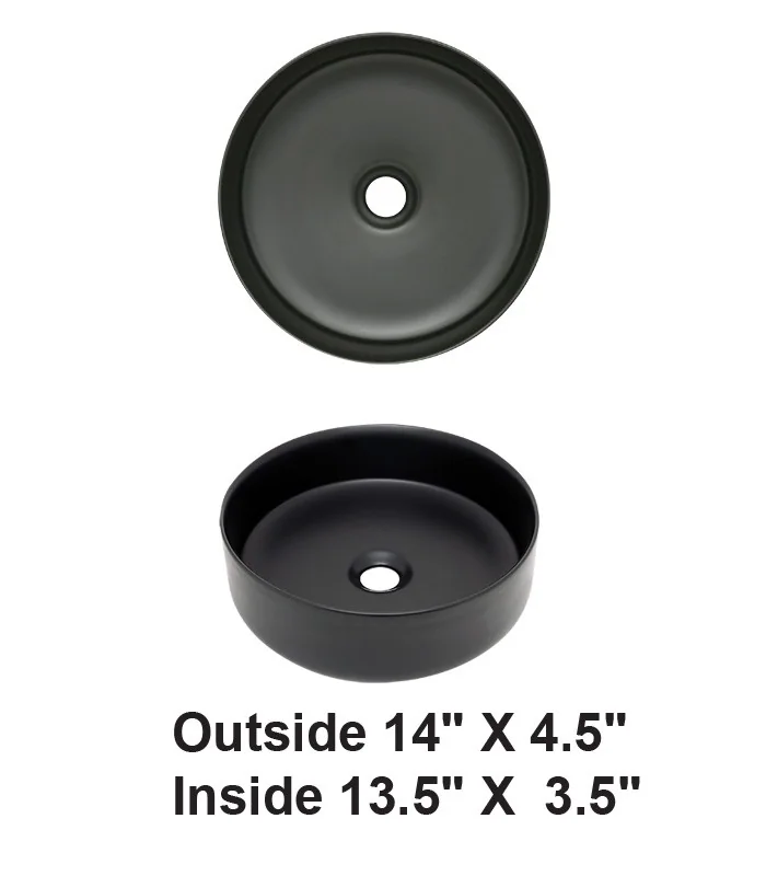 Above Counter Ceramic Sink Matte Black