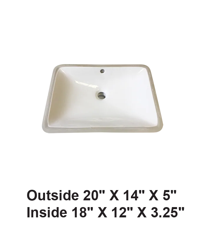 Undermount Rectangular Ceramic ADA Sink White