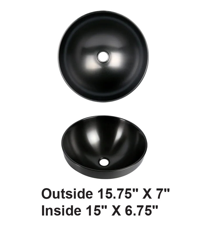 Handmade Vessel / Drop-in Stainless Steel Bathroom Sink in Matte Black