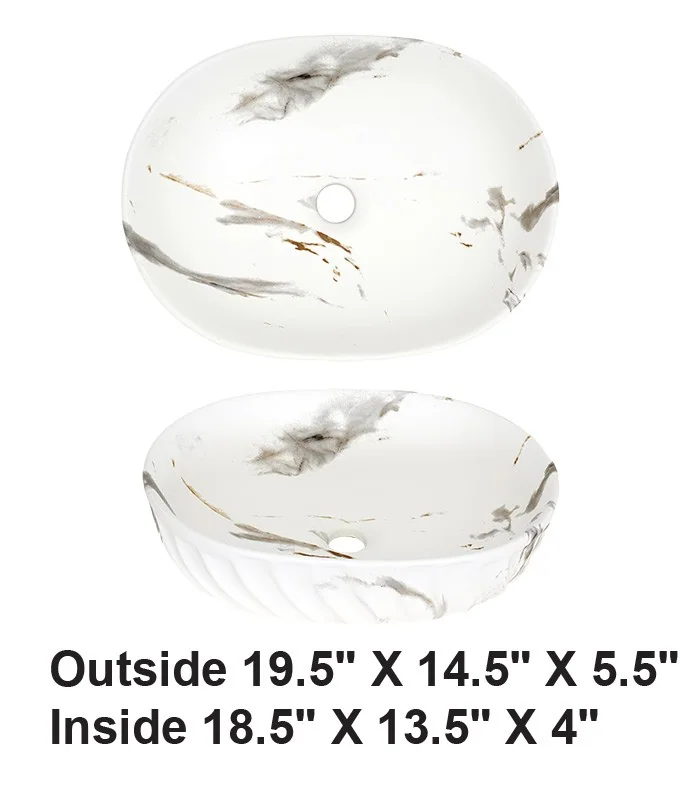 Above Counter Vessel Ceramic Sink White Marble Design