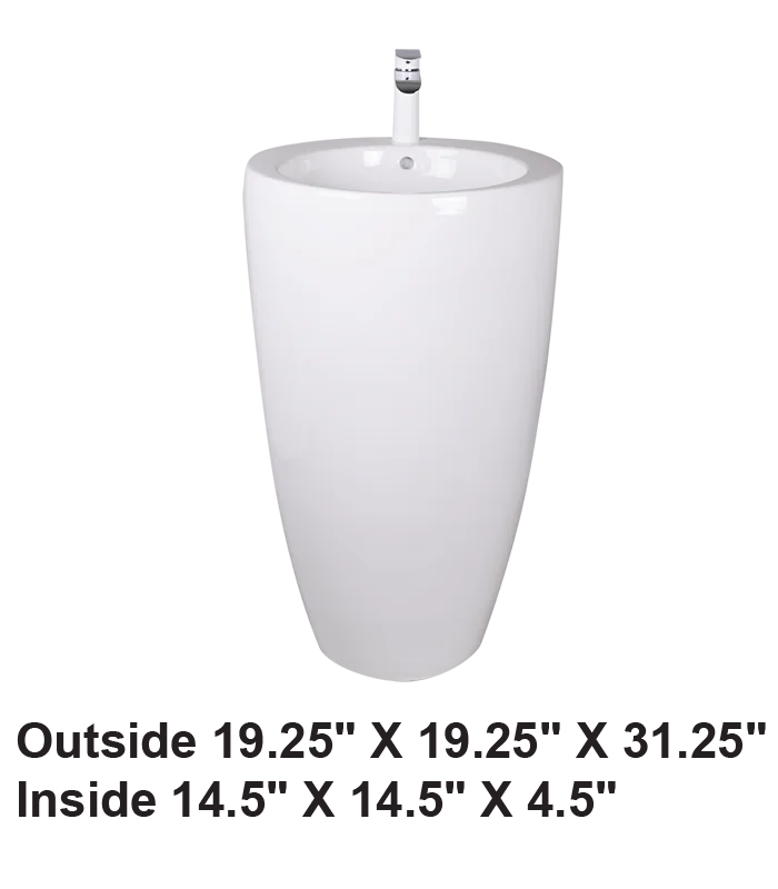 Pedestal Round Ceramic Sink White
