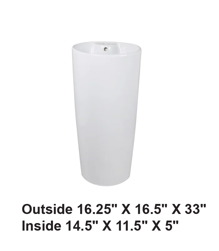 Pedestal Round Ceramic Sink White