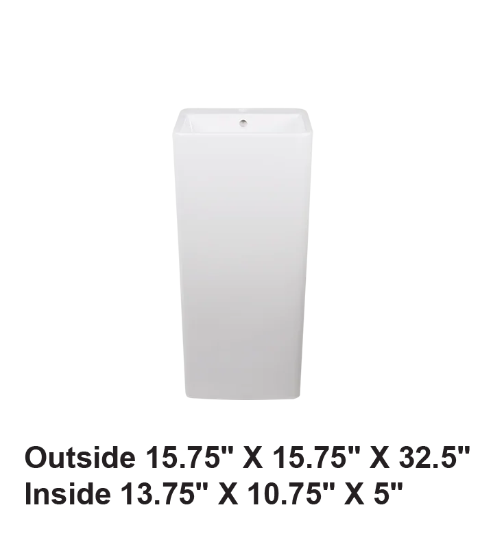 Pedestal Rectangular Ceramic Sink White