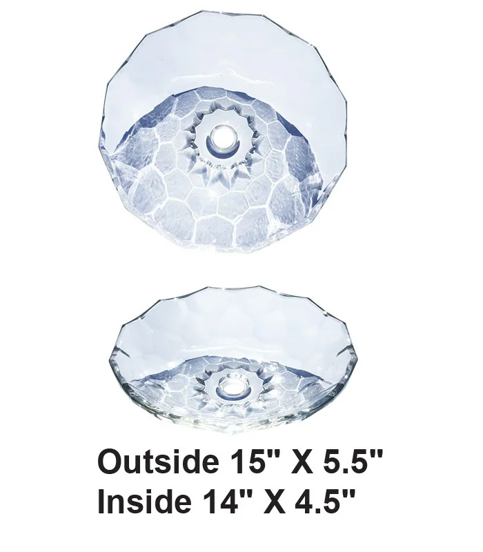 Above Counter Crystal Glass Lotus Vessel Sink
