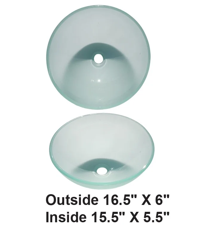 Above Counter Tempered Clear Glass in Matt Vessel Sink