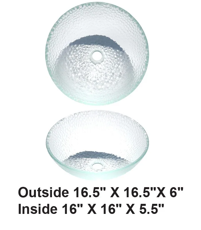 Above Counter Euro Noble Tempered Glass Waterdrop Glass Vessel Sink