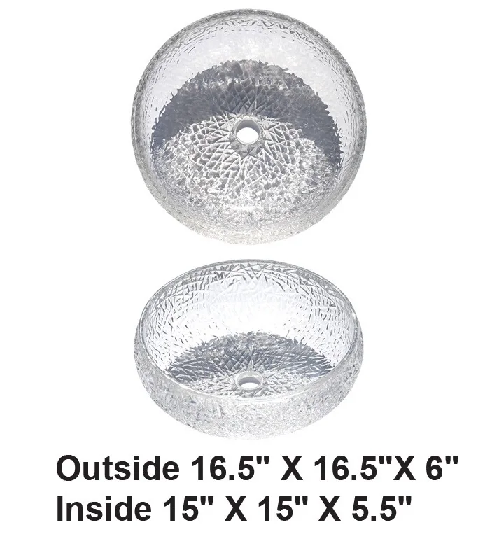 Above Counter Crystal Glass Vessel Sink