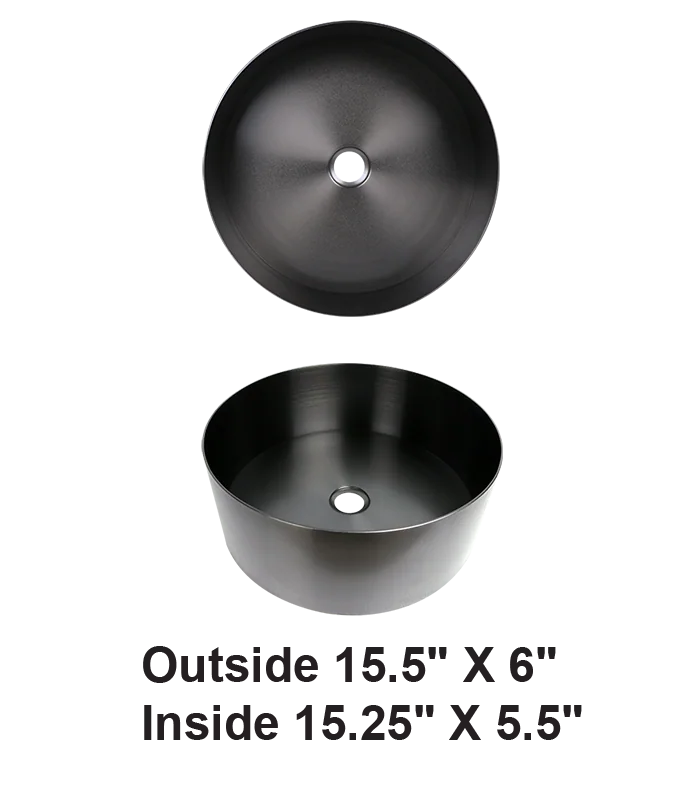 Handmade Vessel Stainless Steel Bathroom Sink in Brushed Matte Black