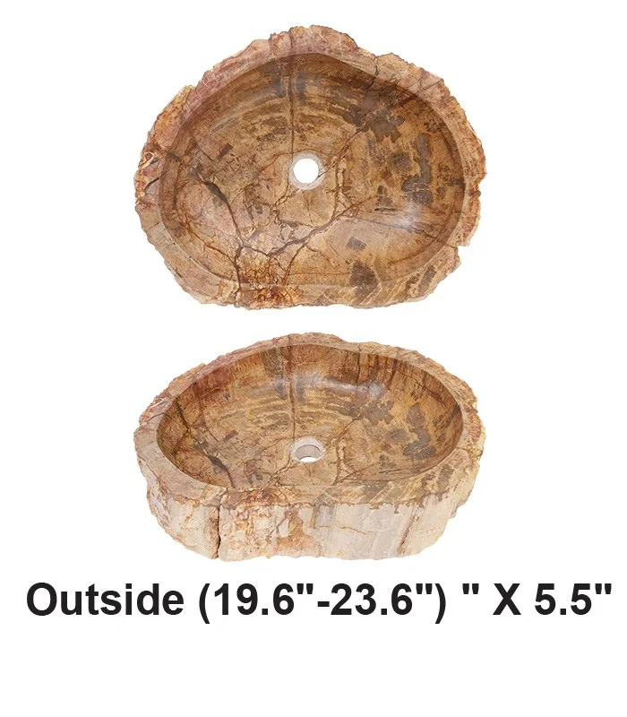 Above Counter Large Petrified Wood Vessel Sink