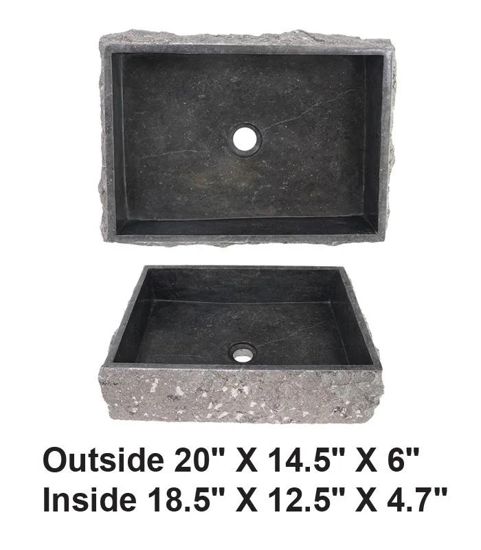 Above Counter Square Black Marmo Marble Sink