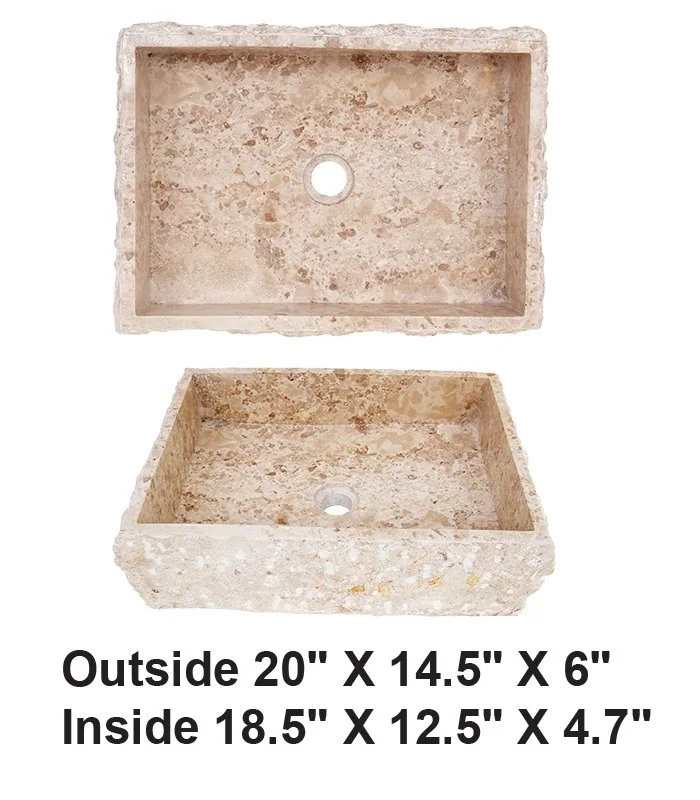 Above Counter Square Cream Marmo Marble Sink