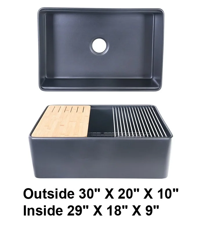 Black Single Bowl Farmhouse Fireclay Sink Matte Black
