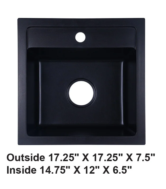 Drop-In Single Bowl Granite Composite Sink Black