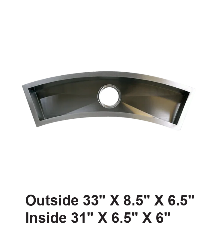Handmade Undermount Single Curved Bowl Bar/Prep Stainless Steel Sink