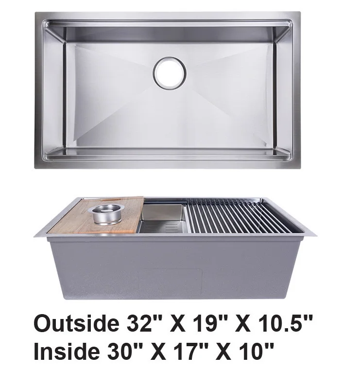 Single Bowl Zero Radius Workstation Kitchen Sink