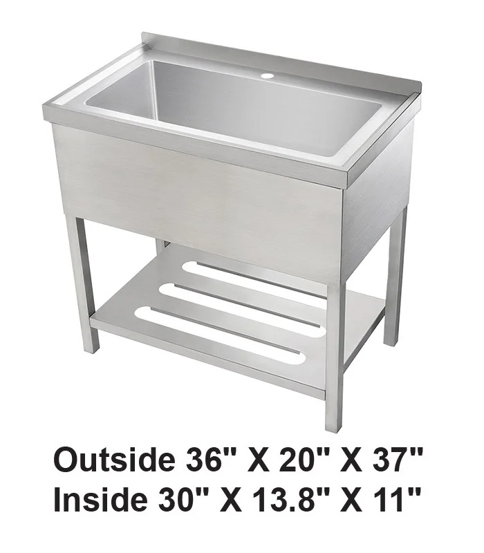 Freestanding Stainless Steel 1-Compartment Commercial Kitchen Sink