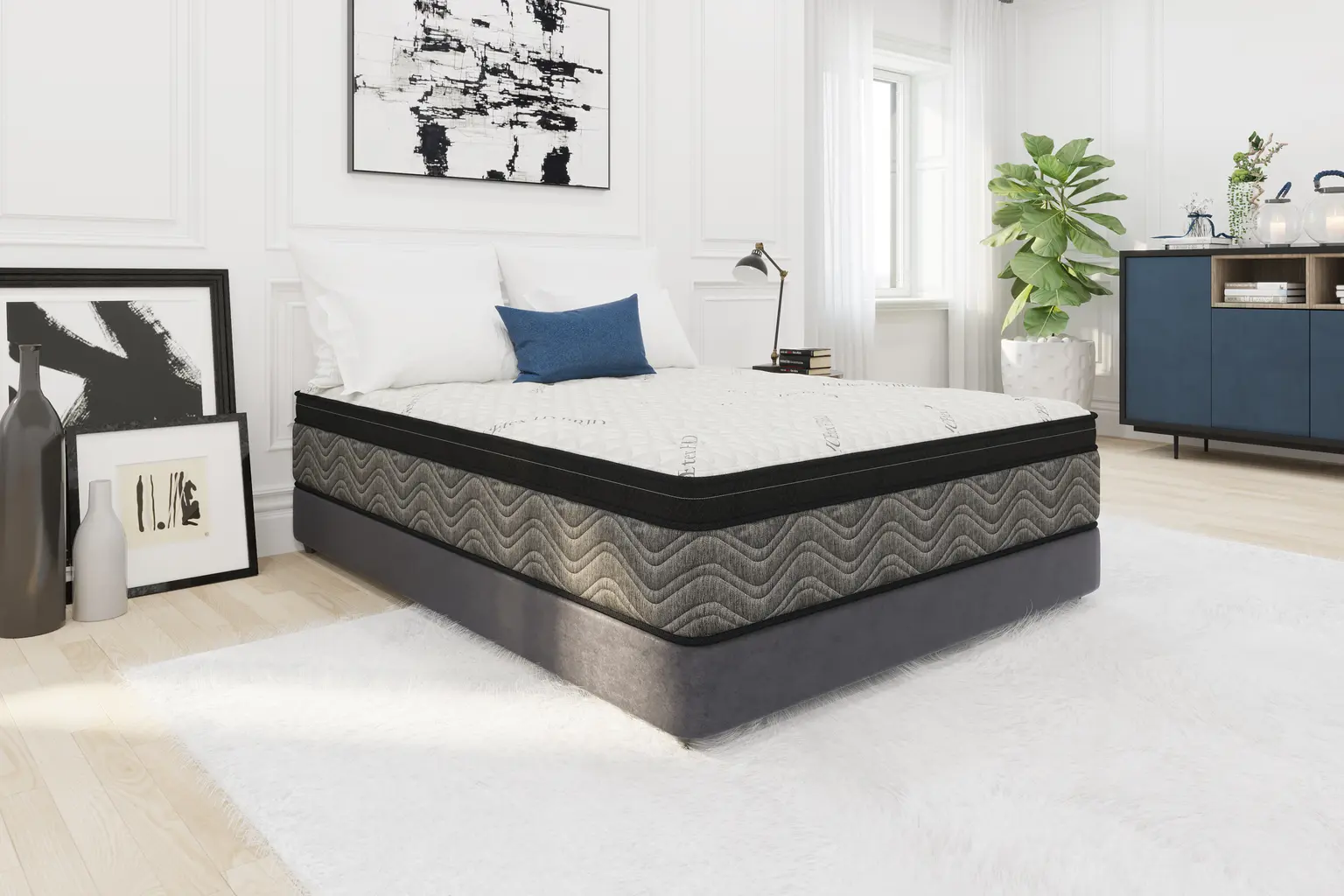 Golden Mattress IceTEX Euro Top mattress in a bright modern bedroom